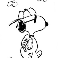 Desenho de Snoopy passeando para colorir