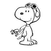 Desenho de Snoopy piloto de avioneta para colorir