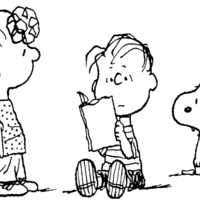 Desenho de Snoopy, Charlie Brown e Sally para colorir
