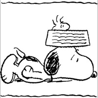 Desenho de Snoopy e Woodstock deitados para colorir