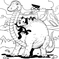 Desenho de Felix e o dinossauro para colorir