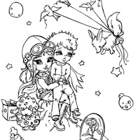 Desenho de Pequeno Príncipe e amigos para colorir