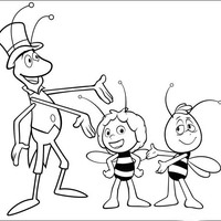 Desenho de Abelha Maia, Willy e Flip para colorir