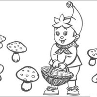 Desenho de Duende colhendo cogumelos para colorir