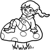 Desenho de Elfo e cogumelo para colorir