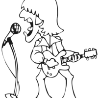 Desenho de Cantor de rock para colorir