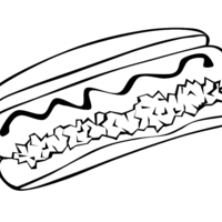 Desenho de Cachorro-quente com batata palha para colorir