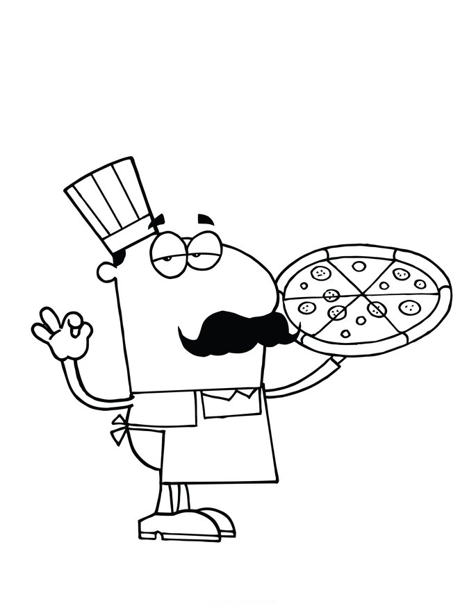 Chefe de cozinha e pizza
