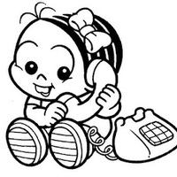 Desenho de Monica baby no telefone para colorir