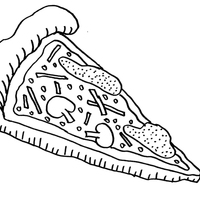 Desenho de Pedaço de pizza com borda de queijo para colorir