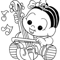Desenho de Monica baby tocando violino para colorir
