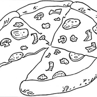 Desenho de Pizza cortada para colorir