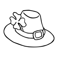 Desenho de Chapéu com trevo de 4 folhas para colorir