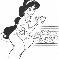 Desenho de Jasmine e vitória-regia para colorir