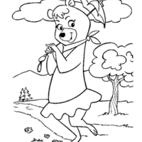 Desenho de Cindy com sombrinha na floresta para colorir