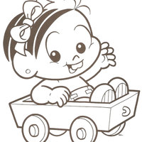 Desenho de Monica baby no carrinho para colorir