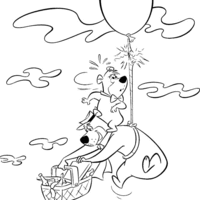 Desenho de Zé Colmeia e Catatau voando para colorir