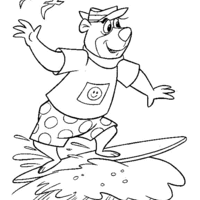 Desenho de Zé Colmeia surfando para colorir