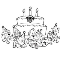 Desenho de Aniversário da Patrulha Canina para colorir