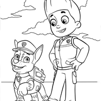Desenho de Chase e Ryder para colorir