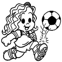 Desenho de Marina jogando futebol para colorir