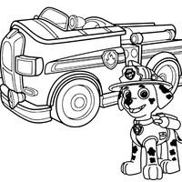 Desenho de Marshall e seu veículo para colorir