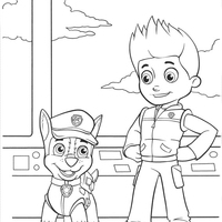 Desenho de Ryder e Chase trabalhando para colorir