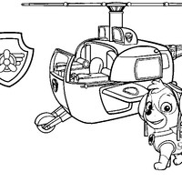 Desenho de Skye e seu helicóptero para colorir