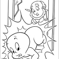 Desenho de Gasparzinho atravessando janela para colorir