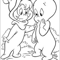Desenho de Gasparzinho conversando com amiguinha para colorir