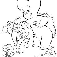 Desenho de Gasparzinho e gatinho para colorir