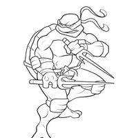 Desenho de Raphael atacando para colorir