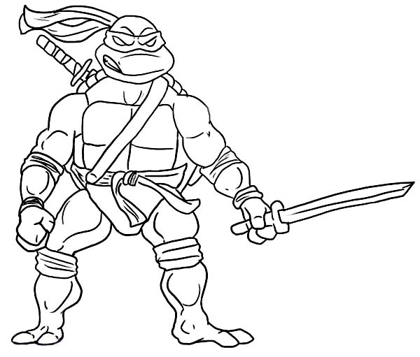 Desenho de Ninja e sua espada para colorir - Tudodesenhos