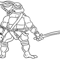 Desenho de Leonardo e sua espada para colorir