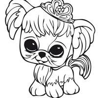 Desenho de Cachorrinha com coroa para colorir
