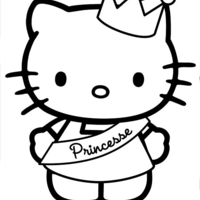 Desenho de Hello Kitty princesa com coroa para colorir