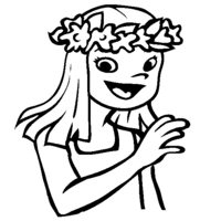 Desenho de Menina com coroa de flores para colorir