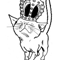 Desenho de Gato com coroa para colorir