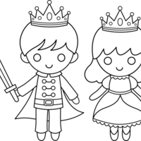 Desenho de Rainha e rei coroados para colorir