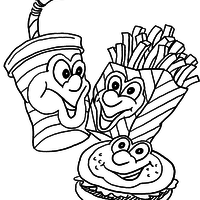 Desenho de Batata frita e refrigerante para colorir