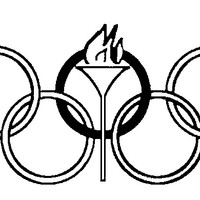 Desenho de Anéis e tocha olímpicas para colorir
