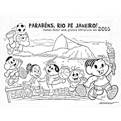 Desenho de Turma da Monica nos jogos olímpicos para colorir - Tudodesenhos