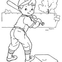 Desenho de Menininho jogando basebol para colorir