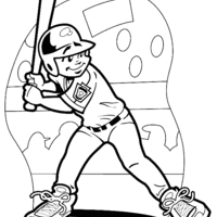 Desenho de Menino jogando basebol para colorir