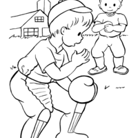 Desenho de Meninos brincando de basebol para colorir