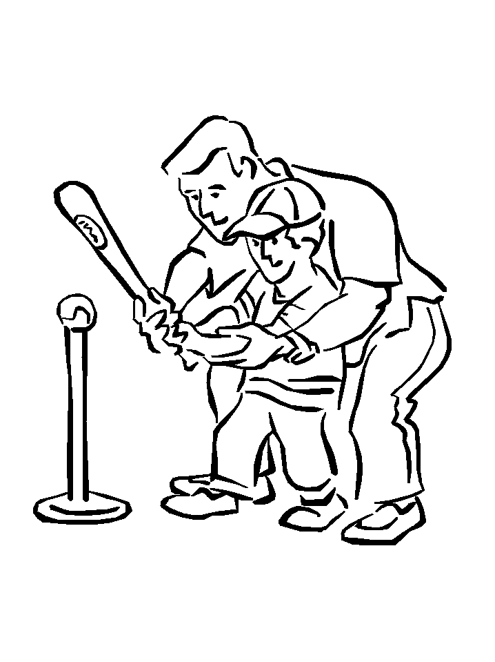 Pai ensinando filho a jogar basebol