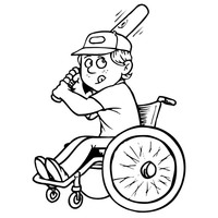 Desenho de Paratleta jogando basebol para colorir