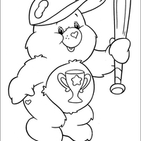 Desenho de Ursinho Carinhoso com taco de basebol para colorir