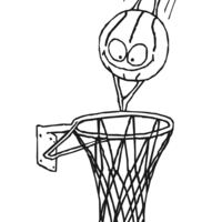 Desenho de Bola na cesta de basquete para colorir