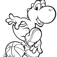 Desenho de Dragãozinho jogando basquete para colorir